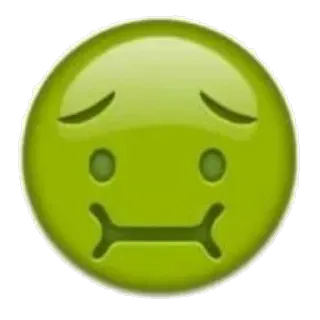 😤 Эмодзи, Больной, Зеленый, Болен, Грустный, Лицо, Выражение telegram sticker