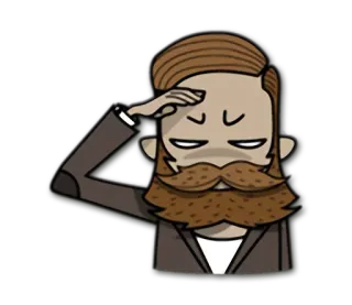 😑 Mann, Gruß, Bart, Cartoon, Formal, Geste, Person telegram sticker