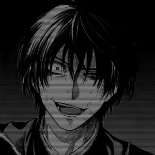 🐈‍⬛️ Anime, Manga, Sombre, Effrayant, Personnage, Visage, Expression whatsapp sticker