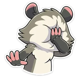 🤦‍♂️ zarigüeya, animal, lindo, sticker, dibujo animado, gesto de mano, ilustración telegram sticker