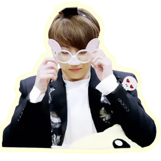 😌 personne, lunettes, oreilles, lapin, costume telegram sticker