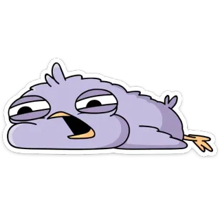 😵 นกพิราบ, นก, การ์ตูน, ง่วง, เหนื่อย, สัตว์ telegram sticker