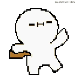 😵‍💫 Pixel art, Stokfiguur, Middelvinger, Beledigend, Onhoflijk, Witte figuur telegram sticker