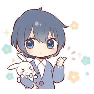 👍 애니메이션, SD, 토끼, 귀여운, 캐릭터, 일러스트 telegram sticker