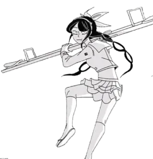 🙃 Anime, Arme, Fille, Uniforme scolaire, Arme à feu, Art telegram sticker