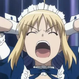 😫 anime, maid, cartoon, yelling, angry telegram sticker