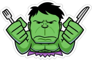 😛 Hulk Hulk, Marvel, Super-herói, Garfo, Faca telegram sticker