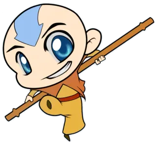 💢 Aang Avatar: The Last Airbender 아앙, 아바타, 아앙의 전설, 만화, 막대기 인간, 치비 telegram sticker