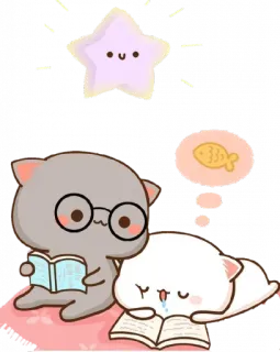 👫 猫, 読書, 睡眠, 漫画, 可愛い, カワイイ, 奇抜 whatsapp sticker