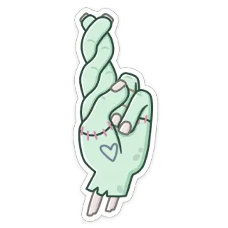 🤞 zombie, mano, dedos cruzados, terror, halloween telegram sticker
