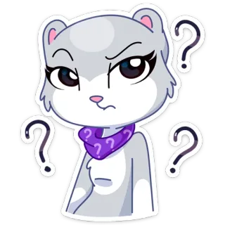 🤔 dibujo animado, animal, gato, signo de interrogación, confundido, pegatina, expresión telegram sticker