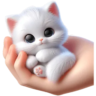 🥹 gattino, gatto, animale, carino, animale domestico, bianco, soffice, mano telegram sticker