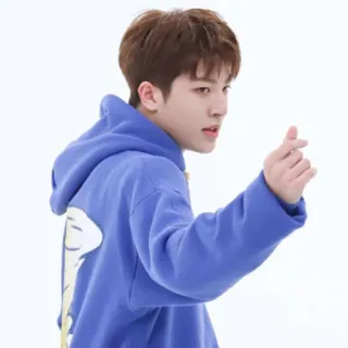 ❤️ persona, uomo, felpa con cappuccio, felpa con cappuccio blu, coreano, asiatico, idolo whatsapp sticker