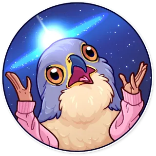 🤯 pássaro, galáxia, adesivo, fofo, meme, pombo telegram sticker