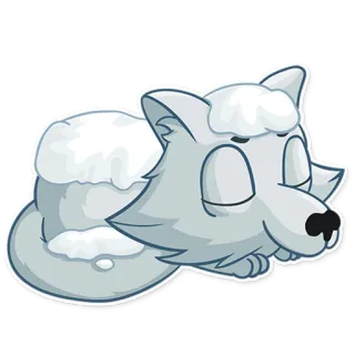 😴 serigala, binatang, kartun, salju, musim dingin, imut, tidur telegram sticker