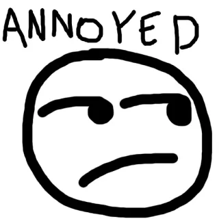 😒 ANNOYED genervt, Emotion, Gesicht, Laune, Ausdruck, Gekritzel, wütend telegram sticker