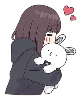 🥰 anime, girl, cute, kawaii, bunny, hug telegram sticker