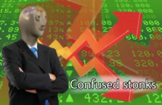 ❓ Confused stonks Mème, Stonks, Finance, Commerce, Marché, perplexe whatsapp sticker