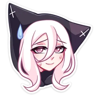 😥 anime, cat ears, hoodie, cartoon, cute, blush telegram sticker