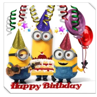 🎉 Minions Happy Birthday birthday, party, minions, celebration, cake, cartoon telegram sticker