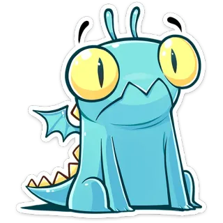 😦 монстр, милый, мультфильм, наклейка, животное, фэнтези, дракон telegram sticker