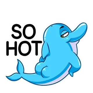 😍 SO HOT дельфин, горячий, мультфильм, лето, потный telegram sticker
