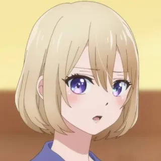 💛 animé, fille, personnage, cheveux blonds, yeux violets telegram sticker