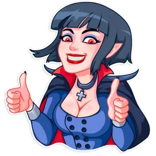 👍 vampiro, pollice su, cartone animato, personaggio, mostro, adesivo telegram sticker