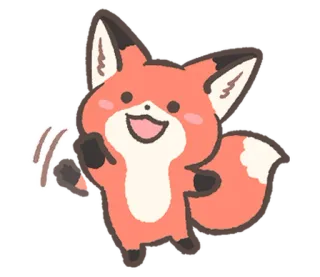 👋 キツネ, かわいい, 動物, 漫画, 手を振る, 幸せ telegram sticker