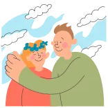 😟 Paar, Umarmung, Zuneigung, Liebe, Freundschaft, Cartoon telegram sticker