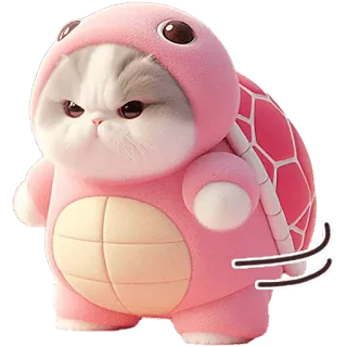 😤 chat, tortue, animal, mignon, rose, costume, drôle whatsapp sticker