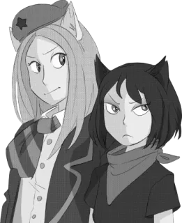 😑 anime, orejas de gato, chicas, dibujos animados whatsapp sticker