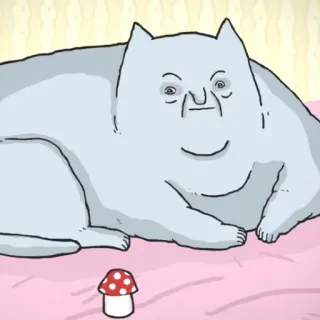 🐱 猫, 卡通, 搞笑, 蘑菇, 猫形生物 telegram sticker