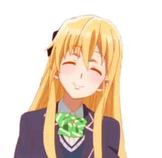 😊 Anime, Sticker, Dibujos animados, Pelo rubio, Sonriendo, Chica telegram sticker
