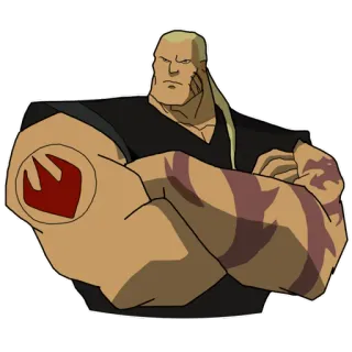 😒 漫画, キャラクター, 筋肉質, タトゥー telegram sticker