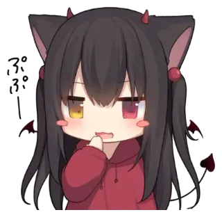 🖤 ぷよぷよ Anime, Kawaii, Chica, Chibi, Lindo, Chica gato, Diablo, Demonio telegram sticker