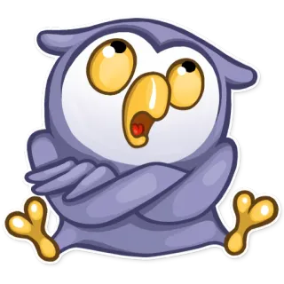 😕 búho, dibujos animados, pegatina, emoción, impactado, sorpresa whatsapp sticker