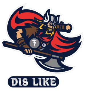 👎 DIS LIKE Vichingo, Ascia, Non mi piace, Cartone animato, Combattimento, Logo telegram sticker