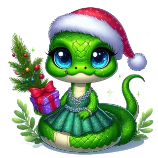 🧸 งู, คริสต์มาส, วันหยุด, น่ารัก, สัตว์, การ์ตูน, สติกเกอร์ whatsapp sticker