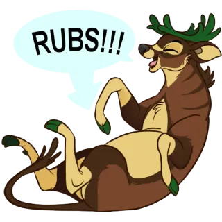 💜 RUBS!!! олень, животное, мультфильм, северный олень, рога, трение, счастливый telegram sticker