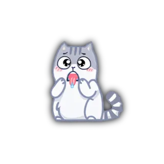 👅 gato, adesivo, animal, cinza, kawaii, desenho animado, fofo telegram sticker