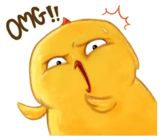 🐤 OMG!! pintinho, desenho animado, omg, surpresa, engraçado, fofo, amarelo whatsapp sticker