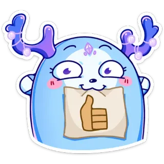 👍 cartoon, animal, cute, thumbs up, positive, kawaii whatsapp sticker