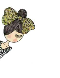 👀 ragazza, fiocco, carino, illustrazione, disegno, moda telegram sticker