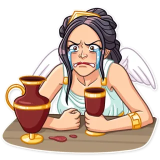 😭 chorando, vinho, deusa, grego, mitologia, triste, chateado telegram sticker
