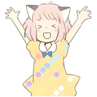 🥳 สาวอนิเมะ, คาวาอิ, น่ารัก, หูแมว, การ์ตูน, ร่าเริง whatsapp sticker