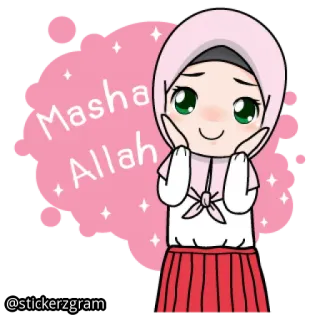 😀 Masha Allah islamico, musulmano, hijab, ragazza, carino, kawaii whatsapp sticker