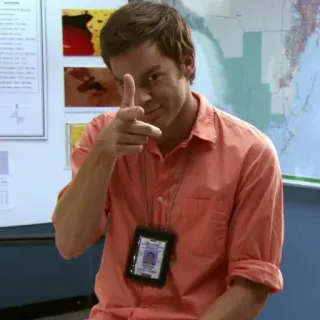 👉 Dexter Morgan Dexter policía, asesino en serie, detective, serie de TV, crimen telegram sticker