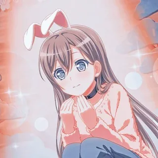 🌟 Anime, Chica, Orejas de conejo, Lindo, Dibujos animados whatsapp sticker