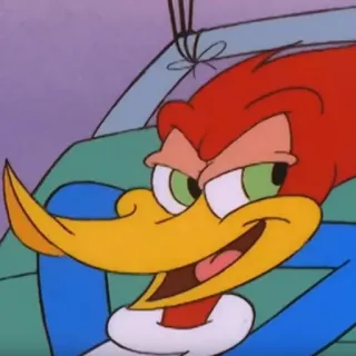 😈 Woody Woodpecker Cartone animato, Uccello, Picchio, Animato, Divertente telegram sticker